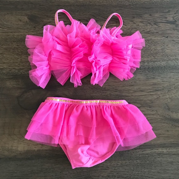 Mud Pie Other - Mud pie 24 mos/2T pink bikini w gold sequins